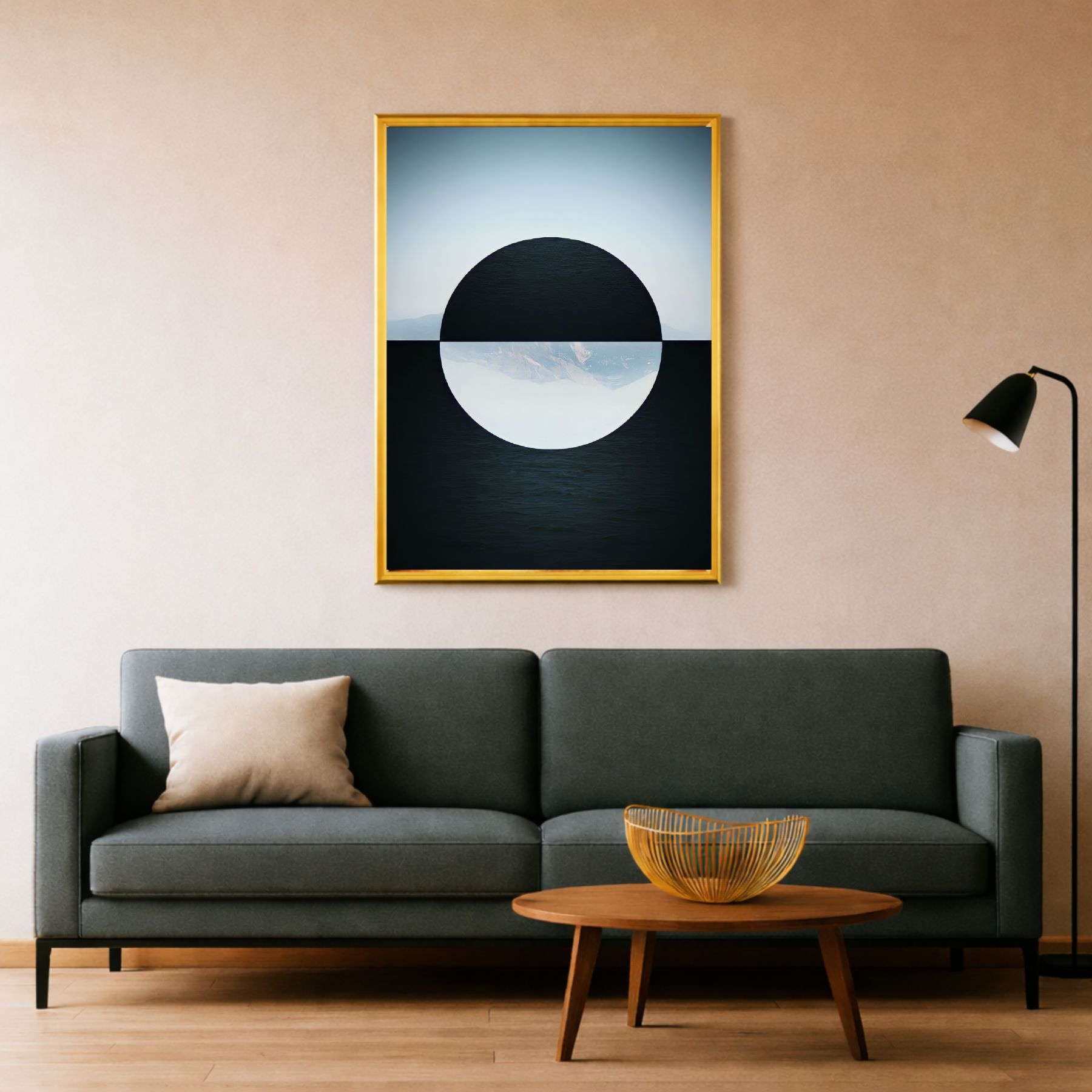 Quadro Decorativo Abstrato Geométrico Minimalista Dois Tons