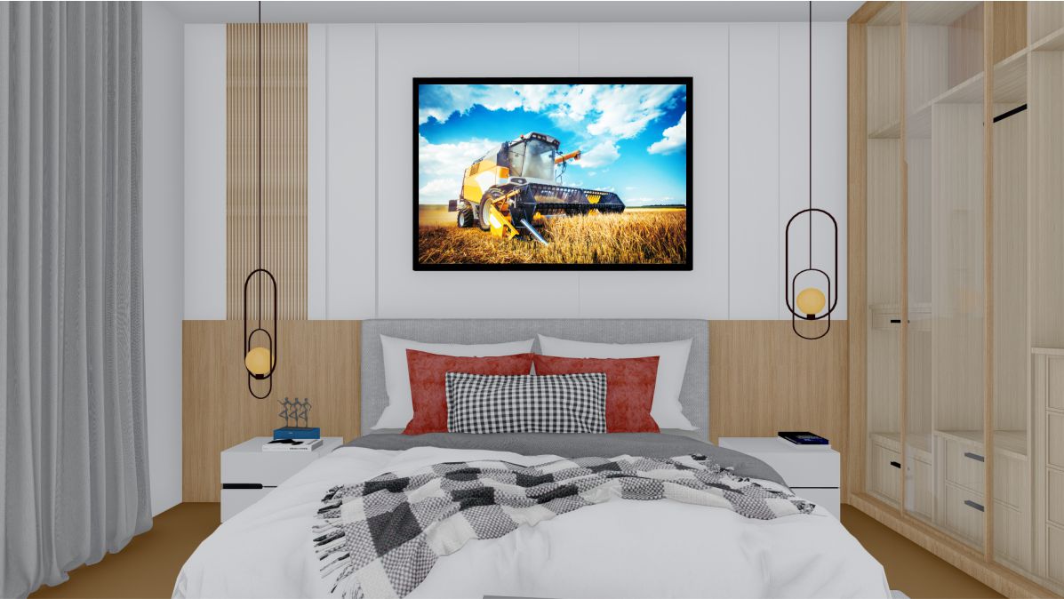 Quadro Decorativo Colheitadeira em Adesivo com Moldura Caixa