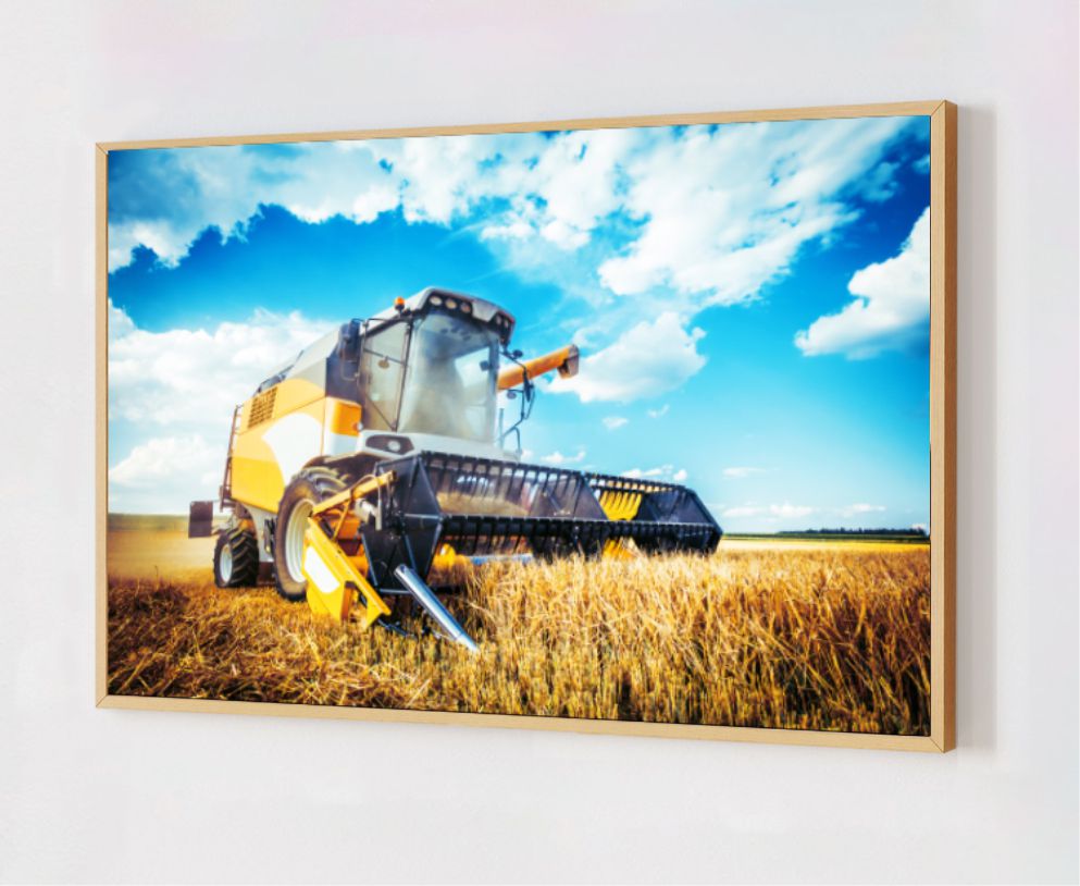 Quadro Decorativo Colheitadeira em Adesivo com Moldura Caixa