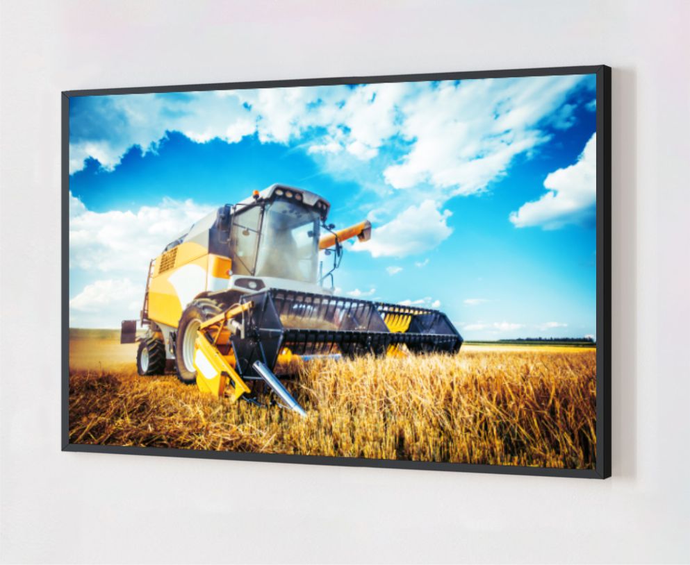 Quadro Decorativo Colheitadeira em Adesivo com Moldura Caixa