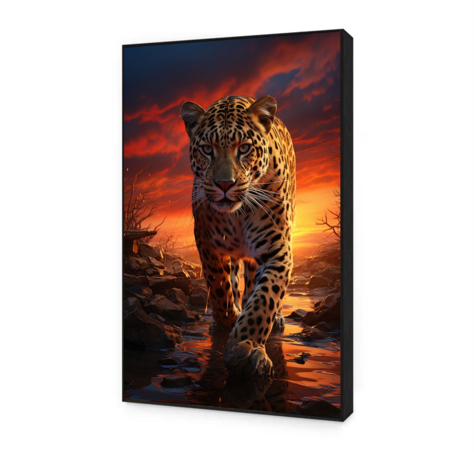 Quadro Decorativo Leopardo na Selva Africana 