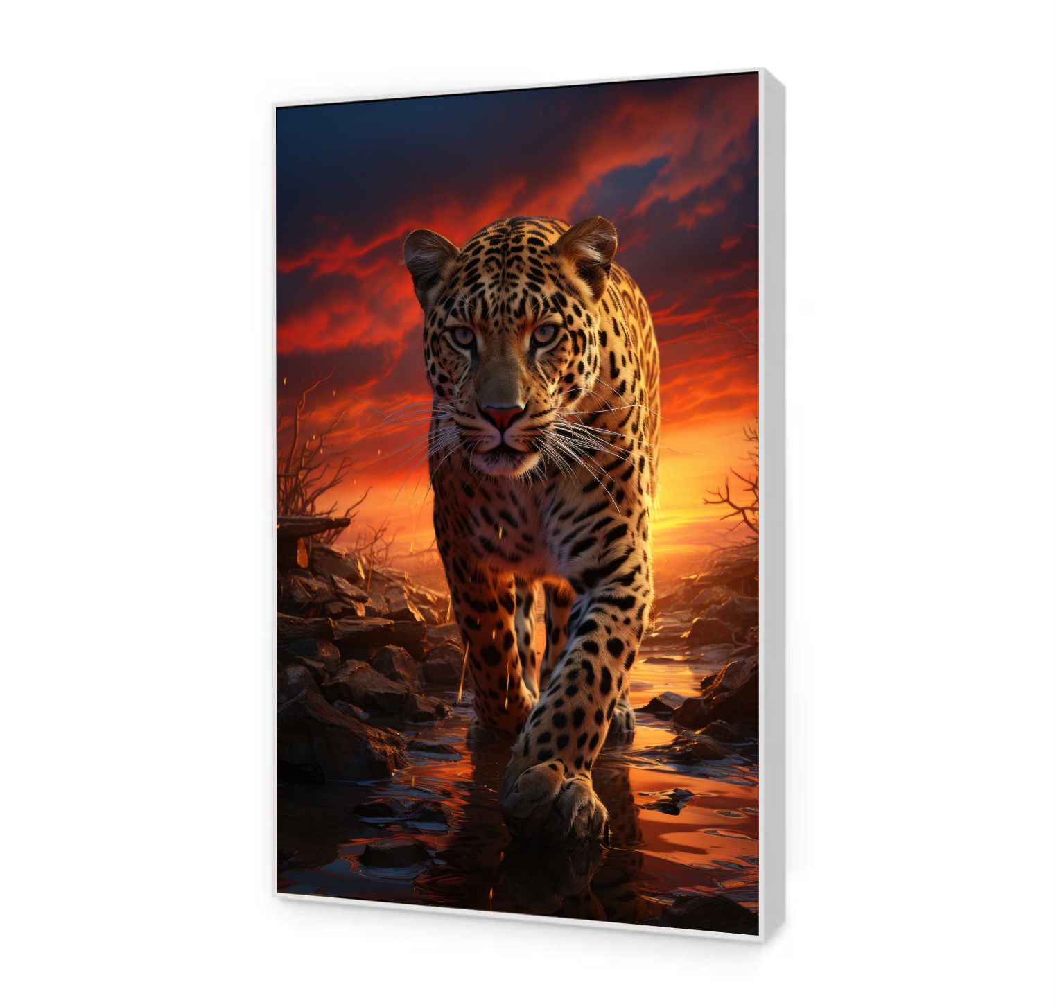 Quadro Decorativo Leopardo na Selva Africana 