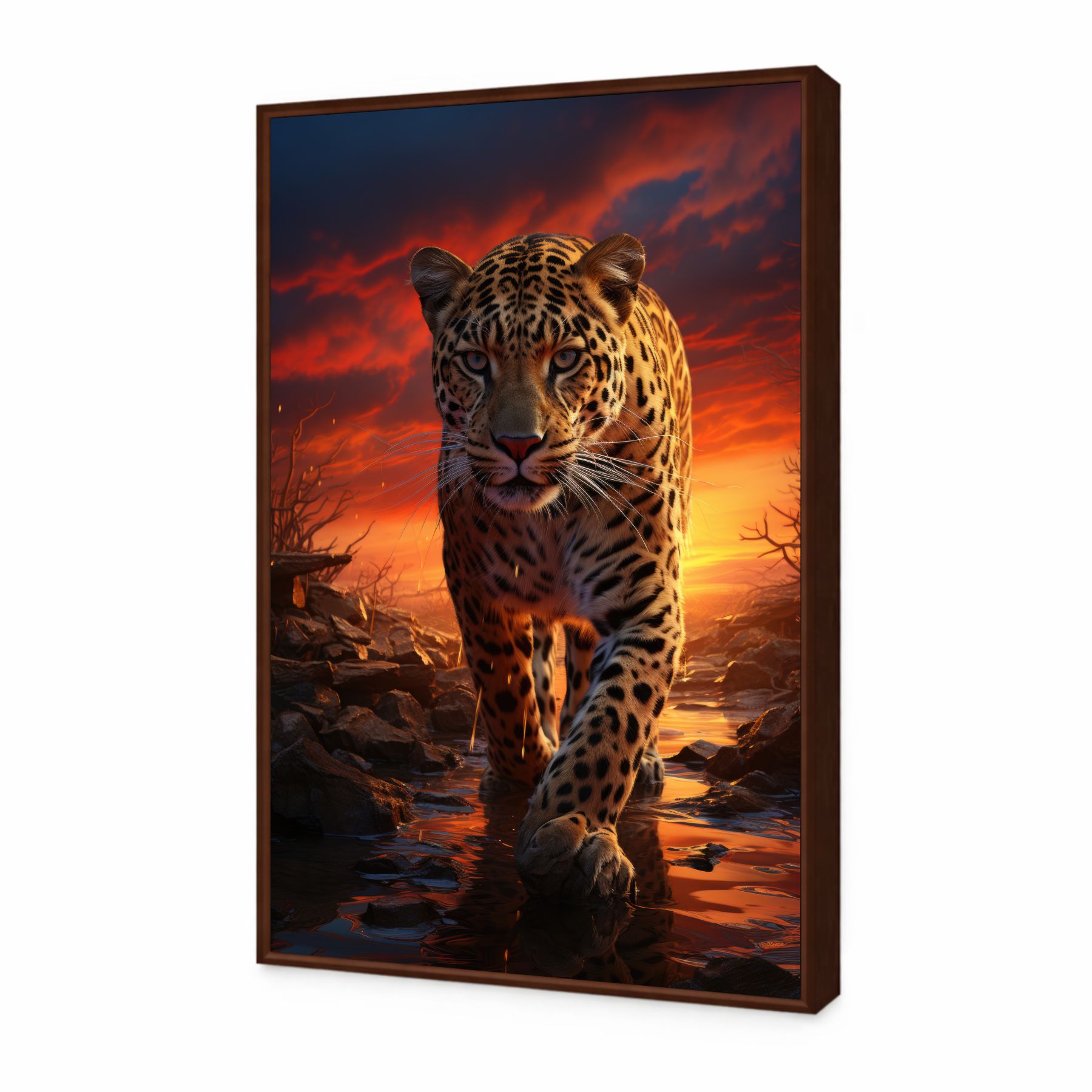 Quadro Decorativo Leopardo na Selva Africana 
