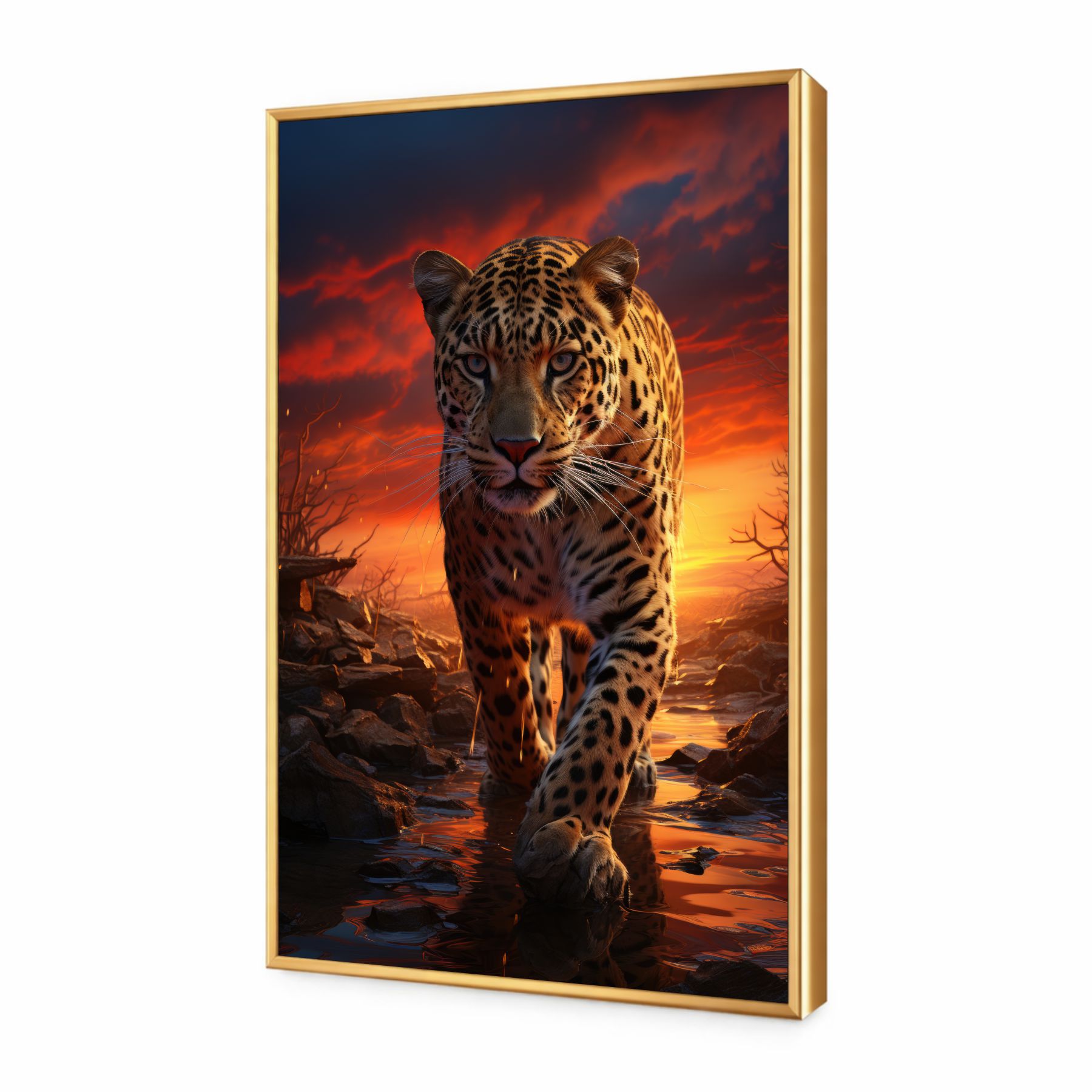 Quadro Decorativo Leopardo na Selva Africana 