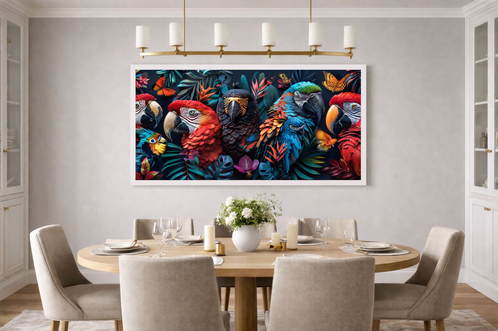 Quadro Decorativo Araras Coloridas Natureza Viva