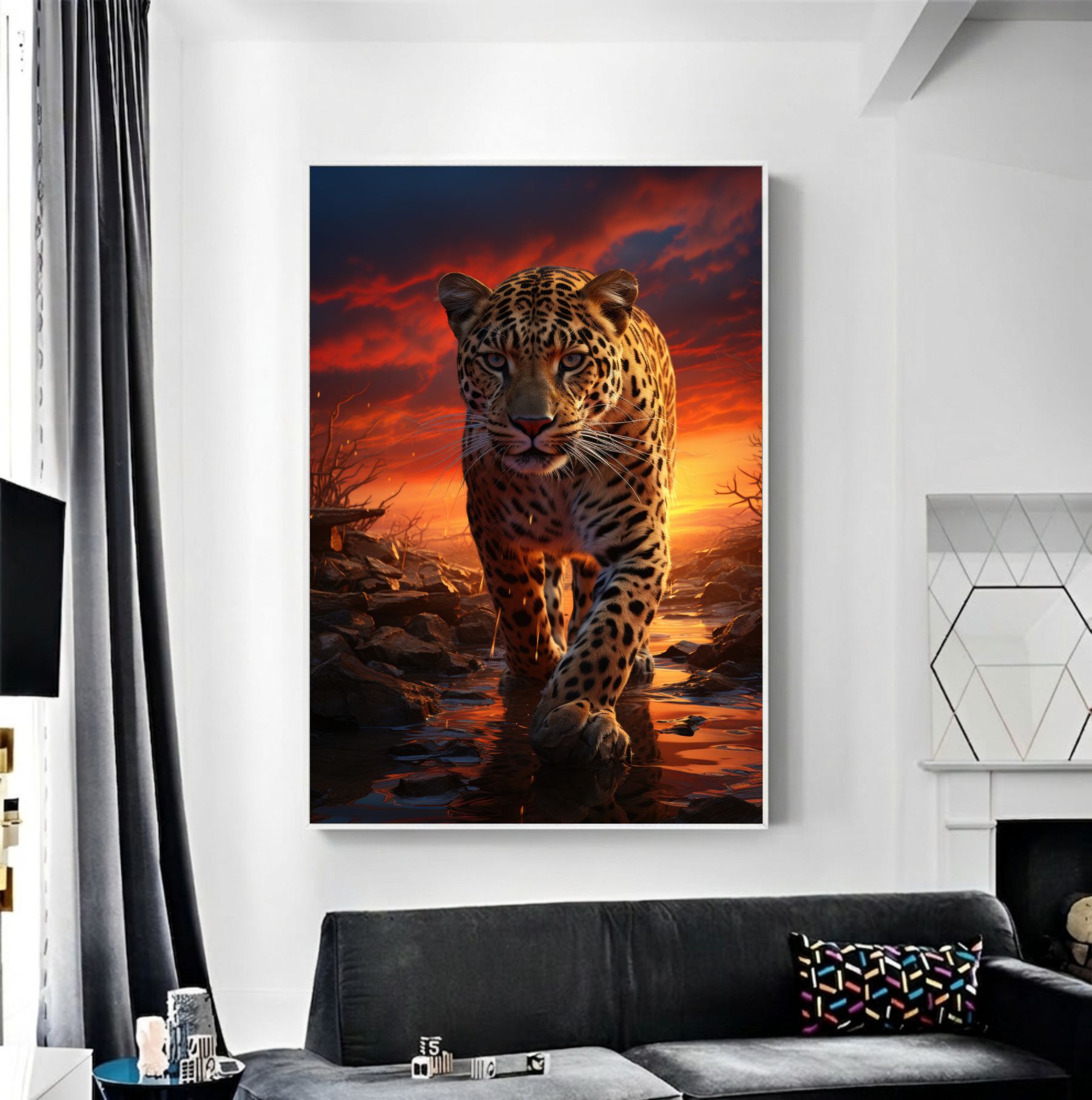 Quadro Decorativo Leopardo na Selva Africana 