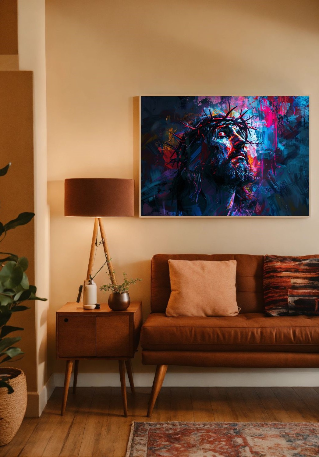 Quadro Decorativo Arte Jesus em Adesivo com Moldura Caixa