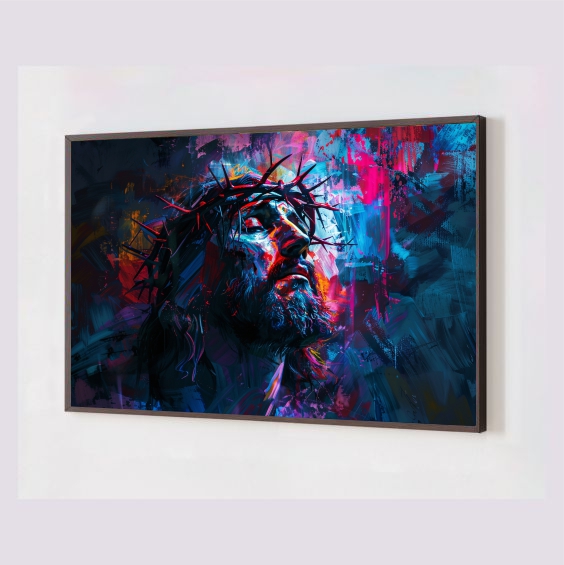 Quadro Decorativo Arte Jesus em Adesivo com Moldura Caixa