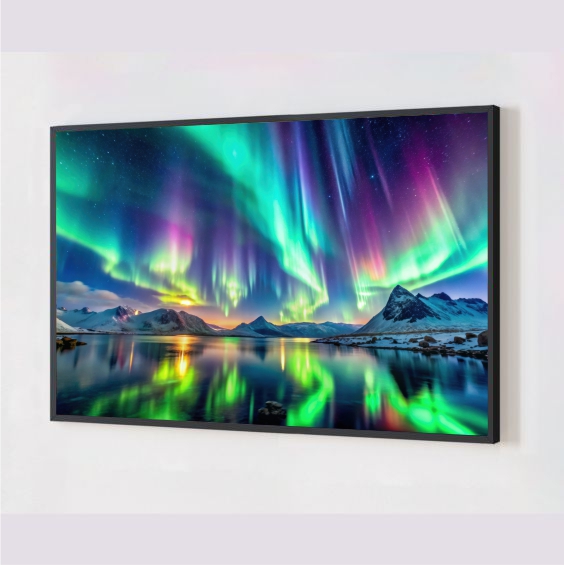 Quadro Decorativo Aurora Boreal em Adesivo com Moldura Caixa
