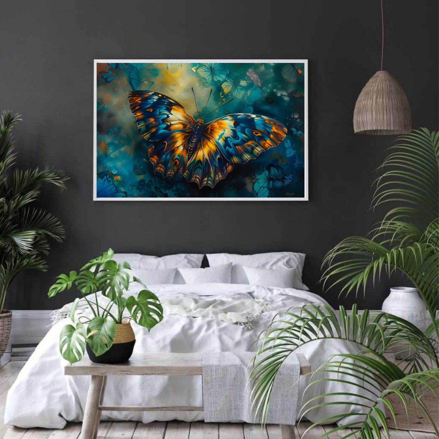 Quadro Decorativo Borboleta em Adesivo com Moldura Caixa