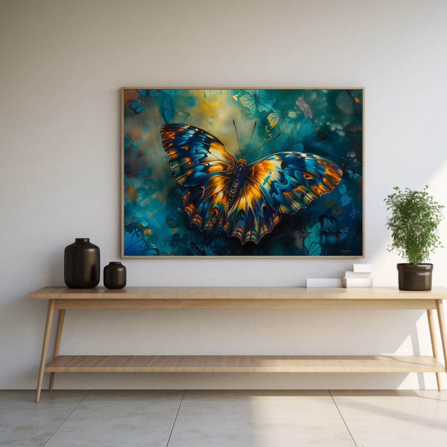 Quadro Decorativo Borboleta em Adesivo com Moldura Caixa