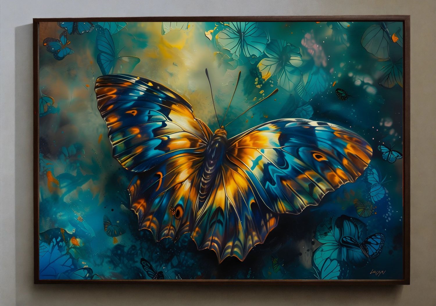 Quadro Decorativo Borboleta em Adesivo com Moldura Caixa