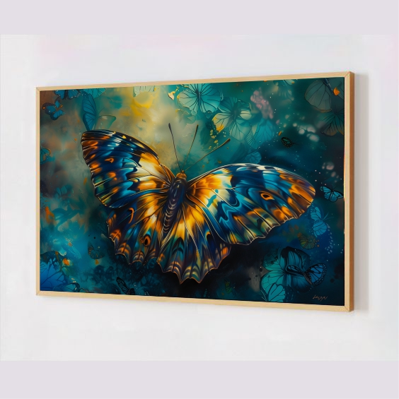 Quadro Decorativo Borboleta em Adesivo com Moldura Caixa