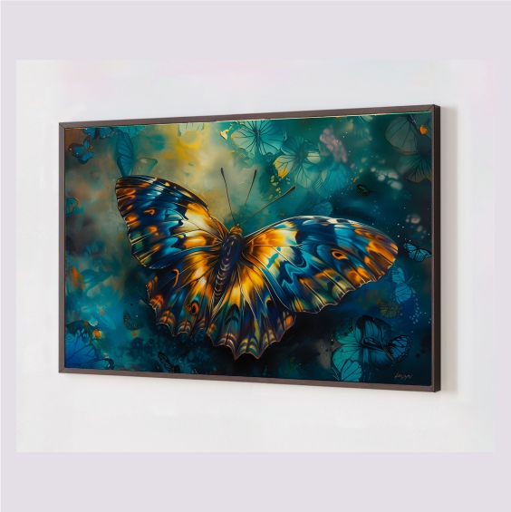Quadro Decorativo Borboleta em Adesivo com Moldura Caixa