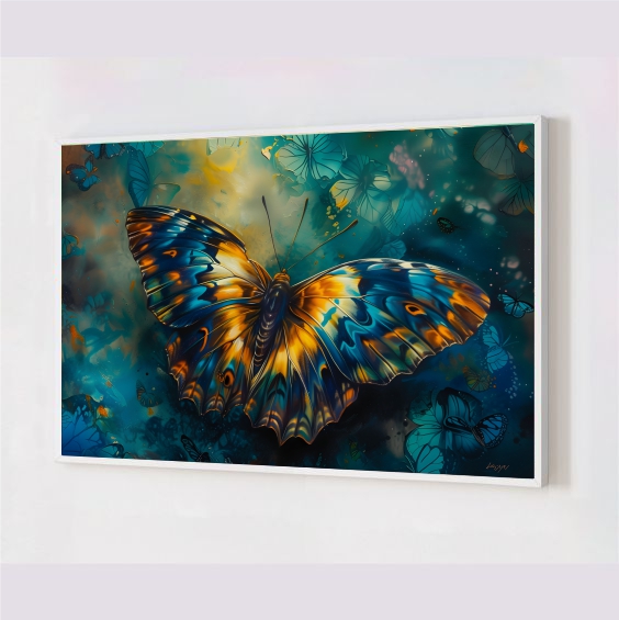 Quadro Decorativo Borboleta em Adesivo com Moldura Caixa