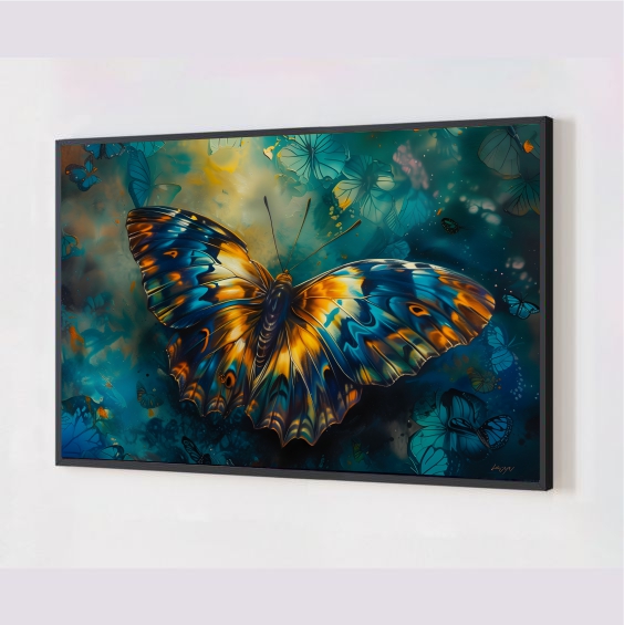 Quadro Decorativo Borboleta em Adesivo com Moldura Caixa