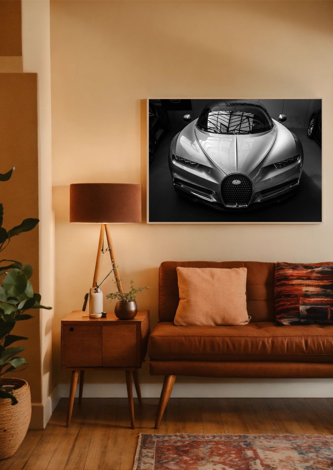 Quadro Decorativo Bugatti Chiron em Adesivo com Moldura Caixa