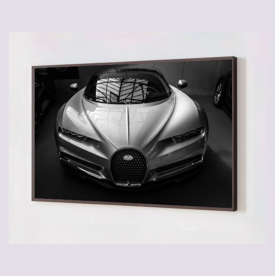 Quadro Decorativo Bugatti Chiron em Adesivo com Moldura Caixa