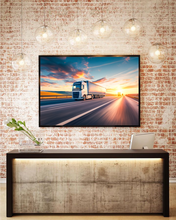 Quadro Decorativo Caminhão em Adesivo com Moldura Caixa