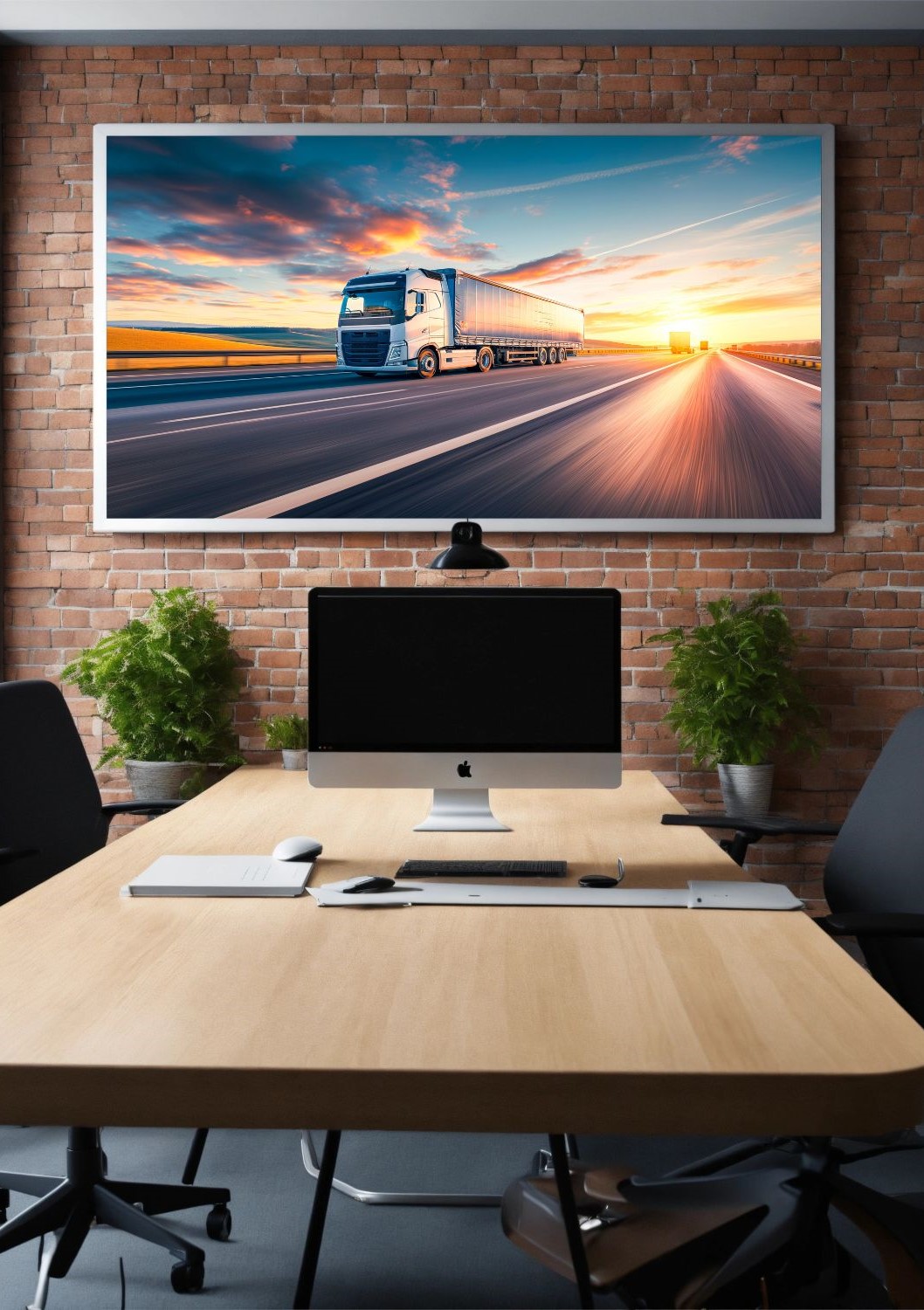 Quadro Decorativo Caminhão em Adesivo com Moldura Caixa