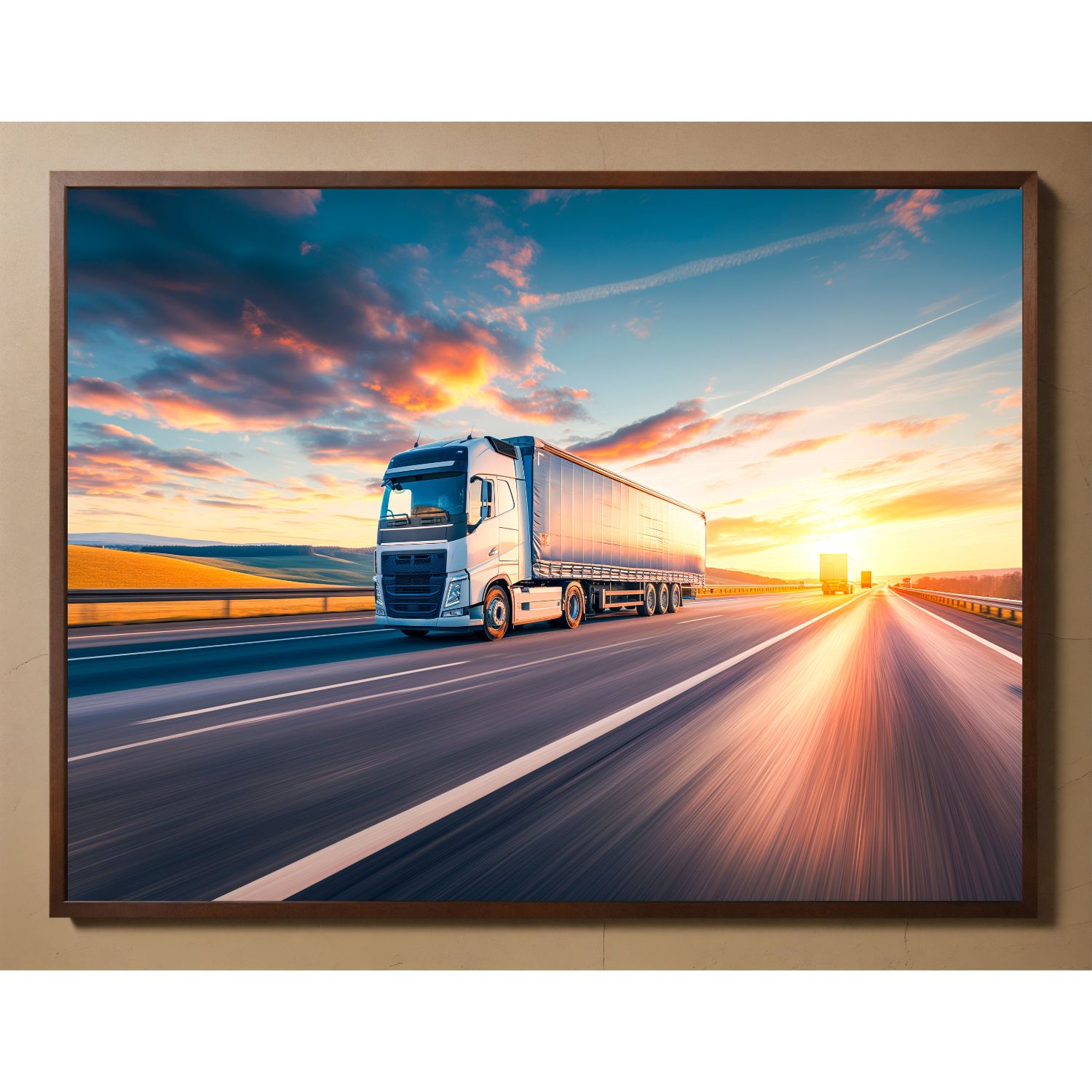 Quadro Decorativo Caminhão em Adesivo com Moldura Caixa