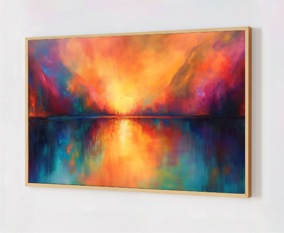 Quadro Decorativo Abstrato Explosão de Cores em Adesivo com Moldura Caixa