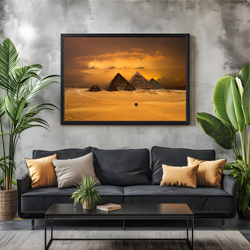 Quadro Decorativo Pirâmides Do Egito Deserto Pôr Do Sol