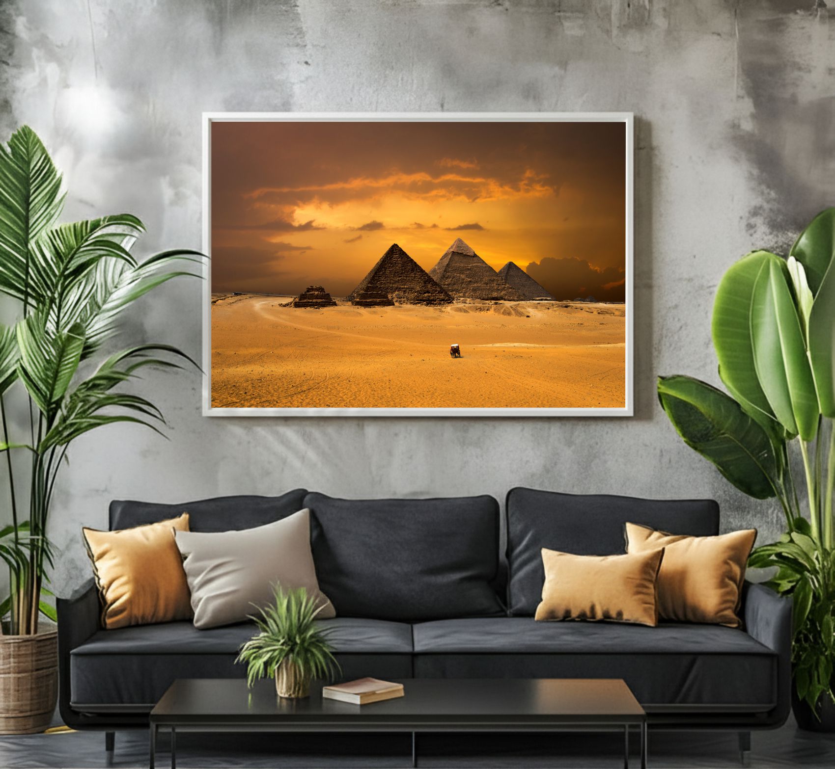 Quadro Decorativo Pirâmides Do Egito Deserto Pôr Do Sol
