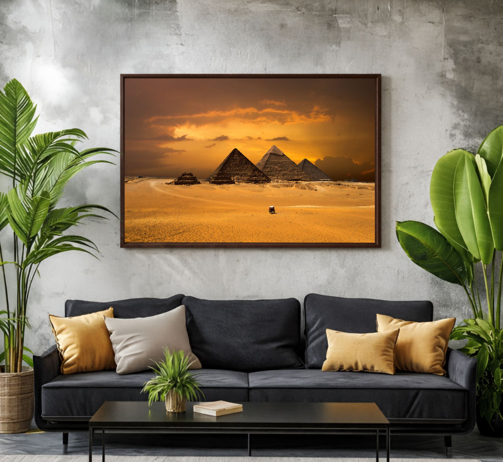 Quadro Decorativo Pirâmides Do Egito Deserto Pôr Do Sol