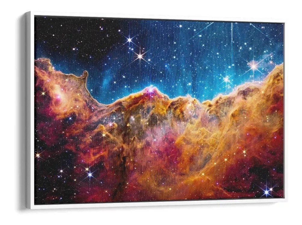 Quadro Decorativo Pilares da Criação em Canvas com Moldura Negativa