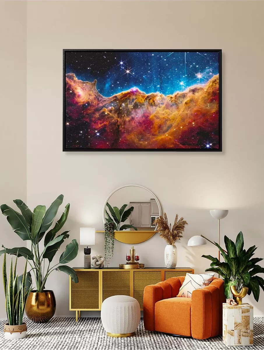 Quadro Decorativo Pilares da Criação em Canvas com Moldura Negativa
