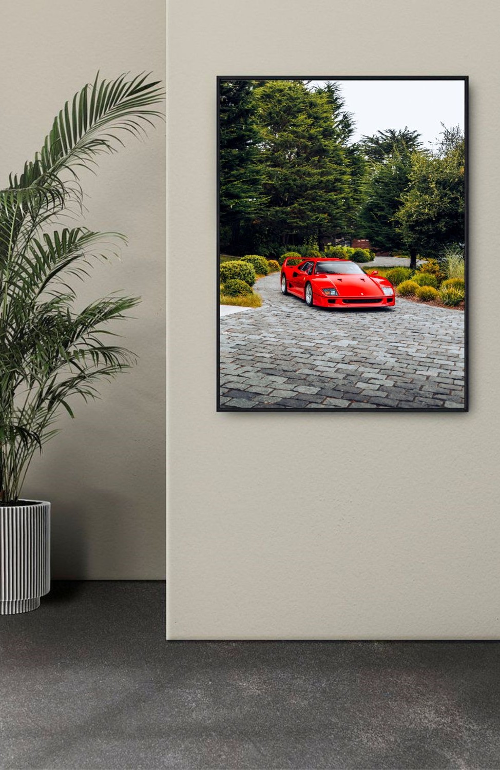 Quadro Decorativo Ferrari F40 em Adesivo com Moldura Caixa