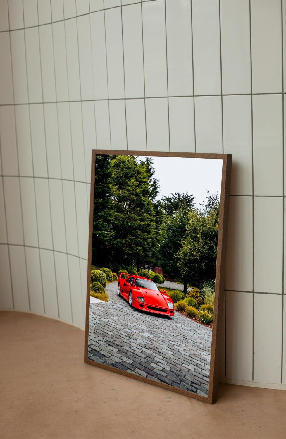 Quadro Decorativo Ferrari F40 em Adesivo com Moldura Caixa