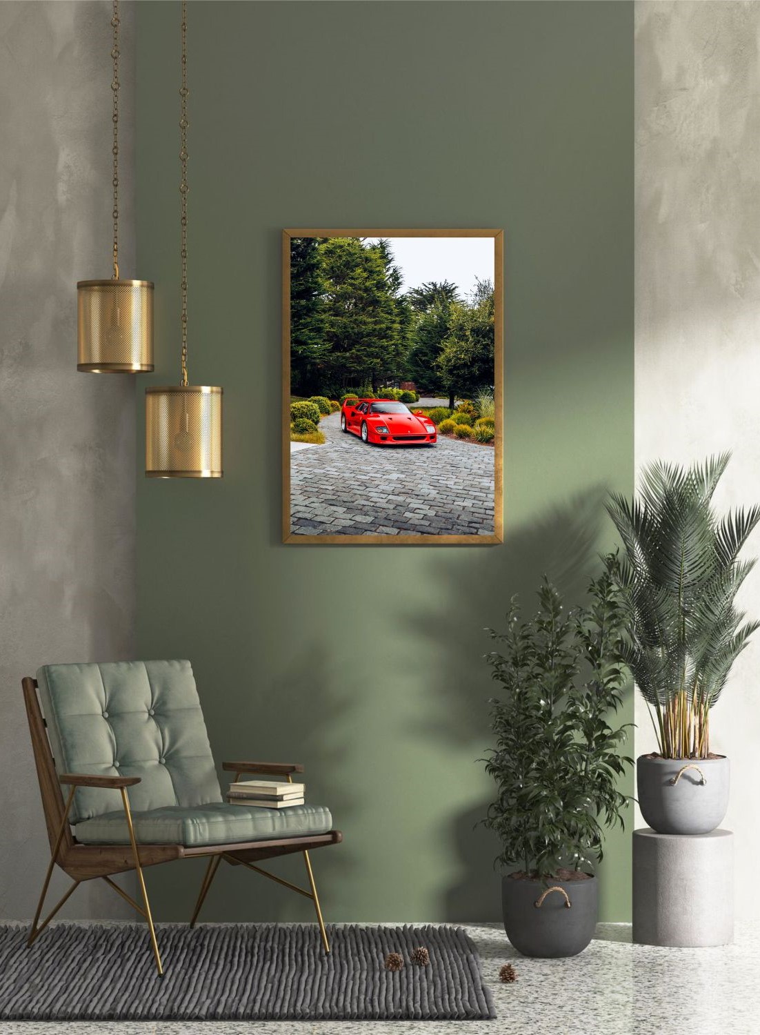 Quadro Decorativo Ferrari F40 em Adesivo com Moldura Caixa