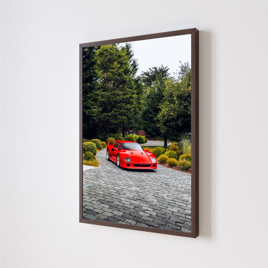 Quadro Decorativo Ferrari F40 em Adesivo com Moldura Caixa