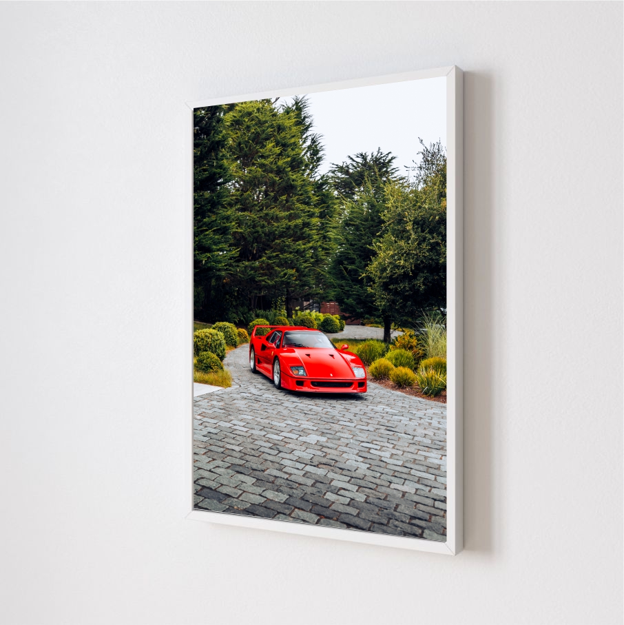 Quadro Decorativo Ferrari F40 em Adesivo com Moldura Caixa