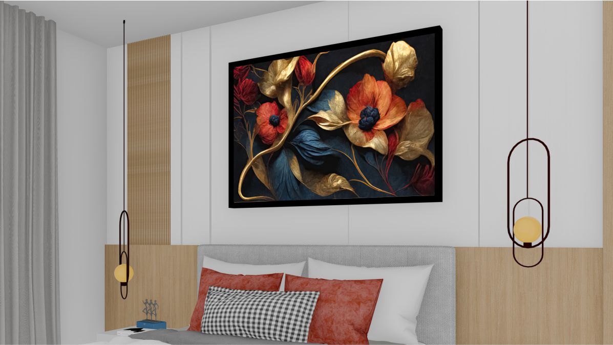 Quadro Decorativo Arte Floral em Adesivo com Moldura Caixa