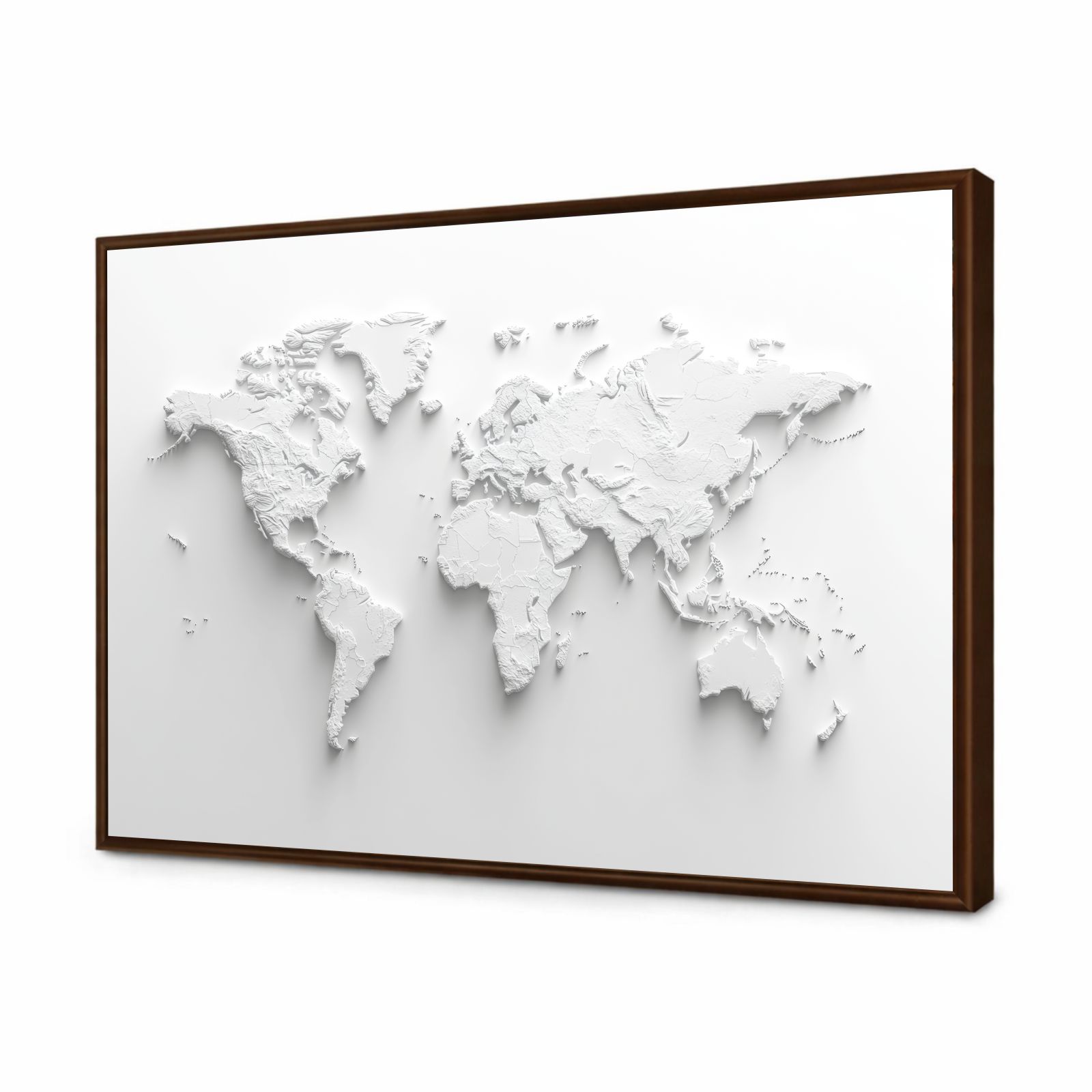 Quadro Decorativo Mapa Múndi Branco Abstrato Minimalista