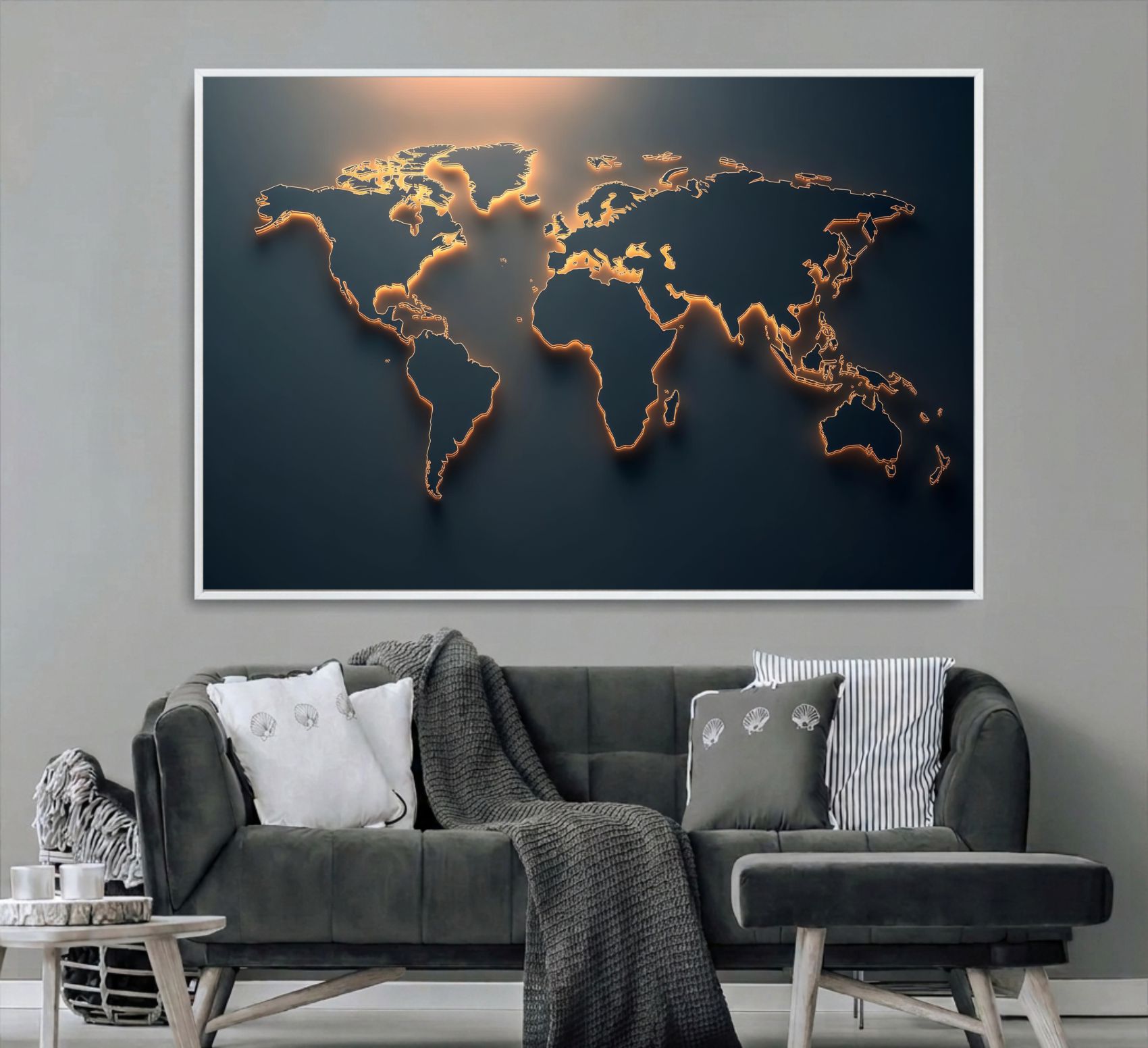Quadro Decorativo Mapa Múndi Minimalista Dark Gold Quadro Decorativo Mapa Múndi Minimalista Dark Gold