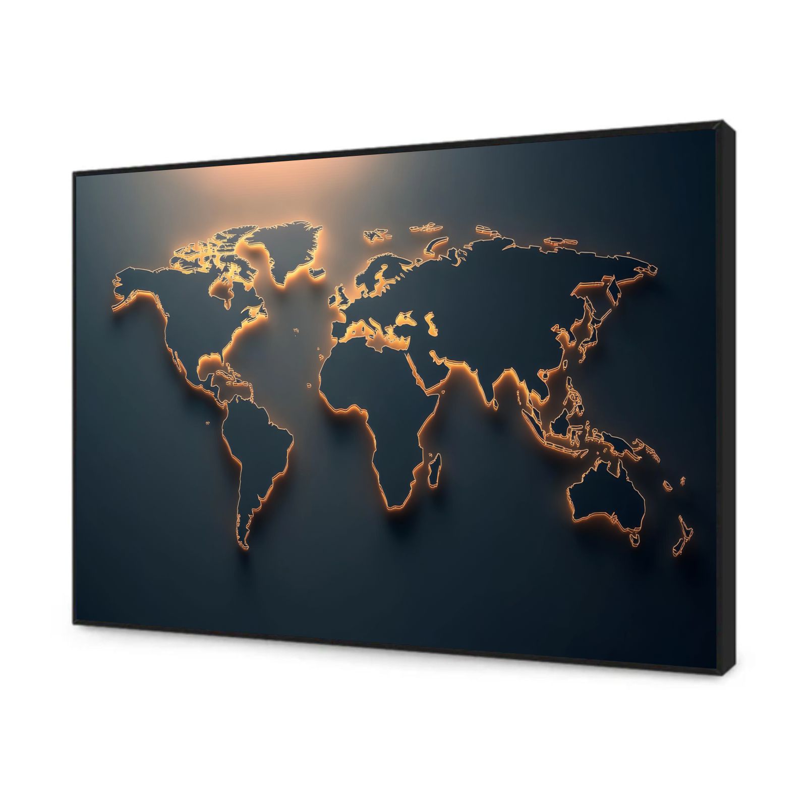 Quadro Decorativo Mapa Múndi Minimalista Dark Gold