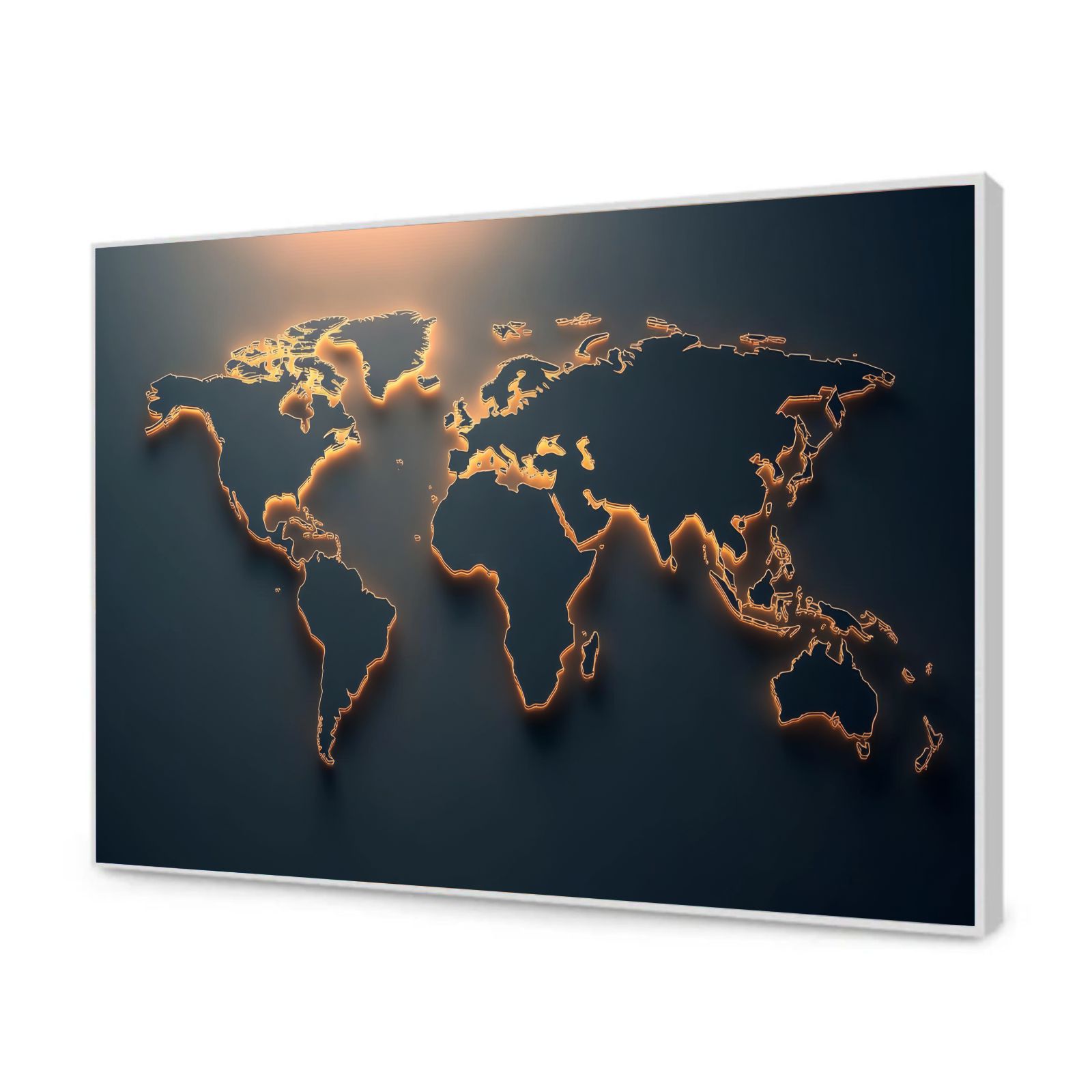 Quadro Decorativo Mapa Múndi Minimalista Dark Gold