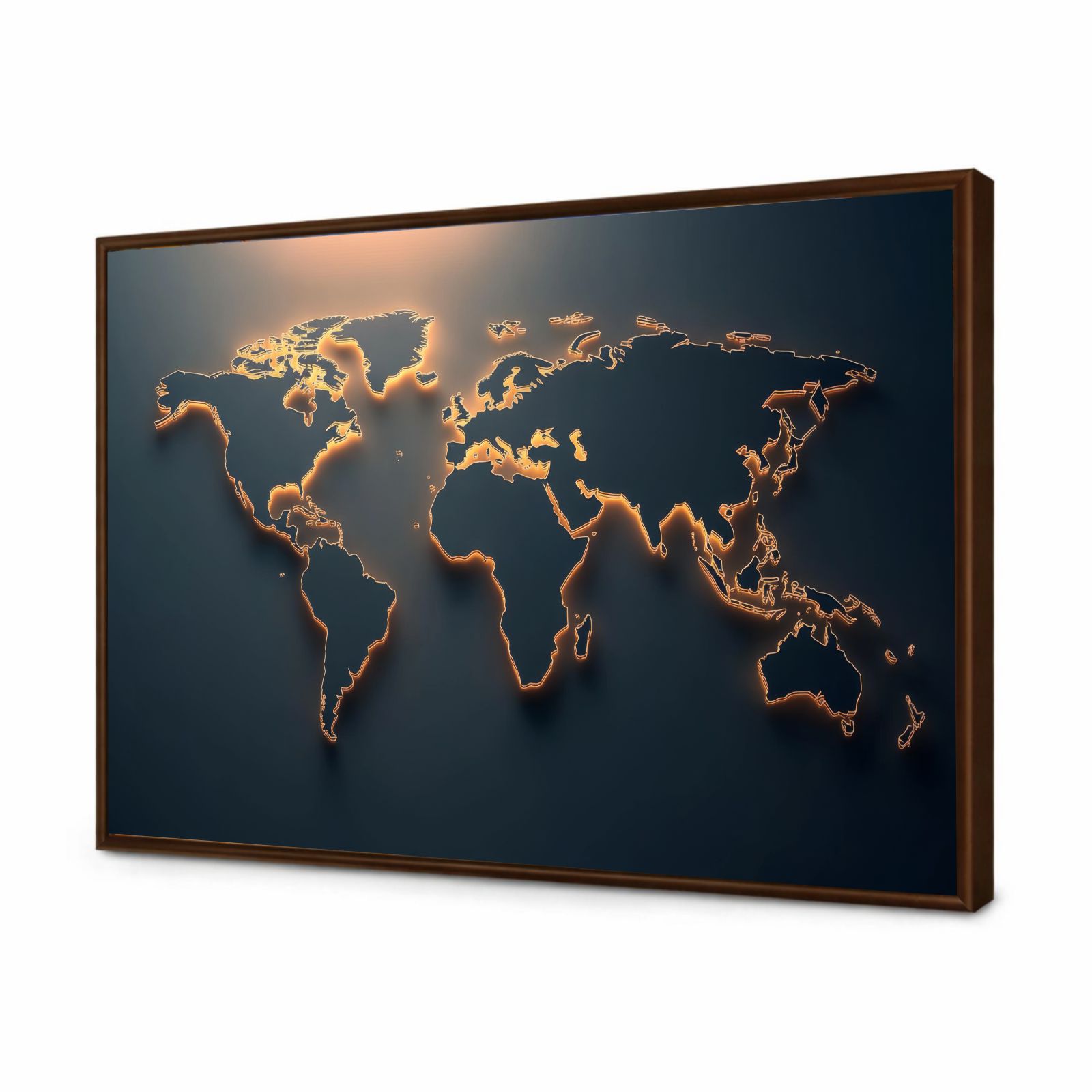 Quadro Decorativo Mapa Múndi Minimalista Dark Gold