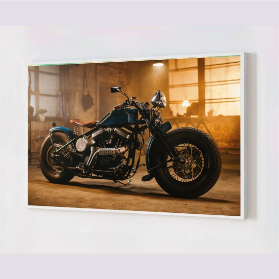 Quadro Decorativo Motocicleta Clássica em Adesivo com Moldura Caixa