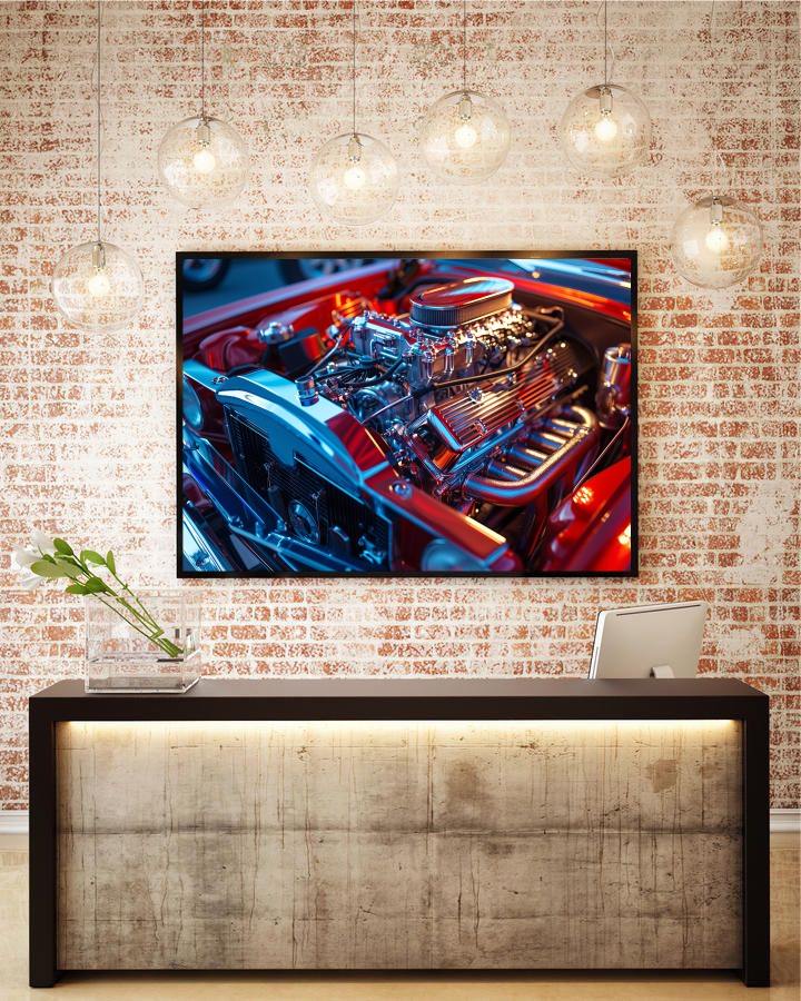 Quadro Decorativo Motor em Adesivo com Moldura Caixa 