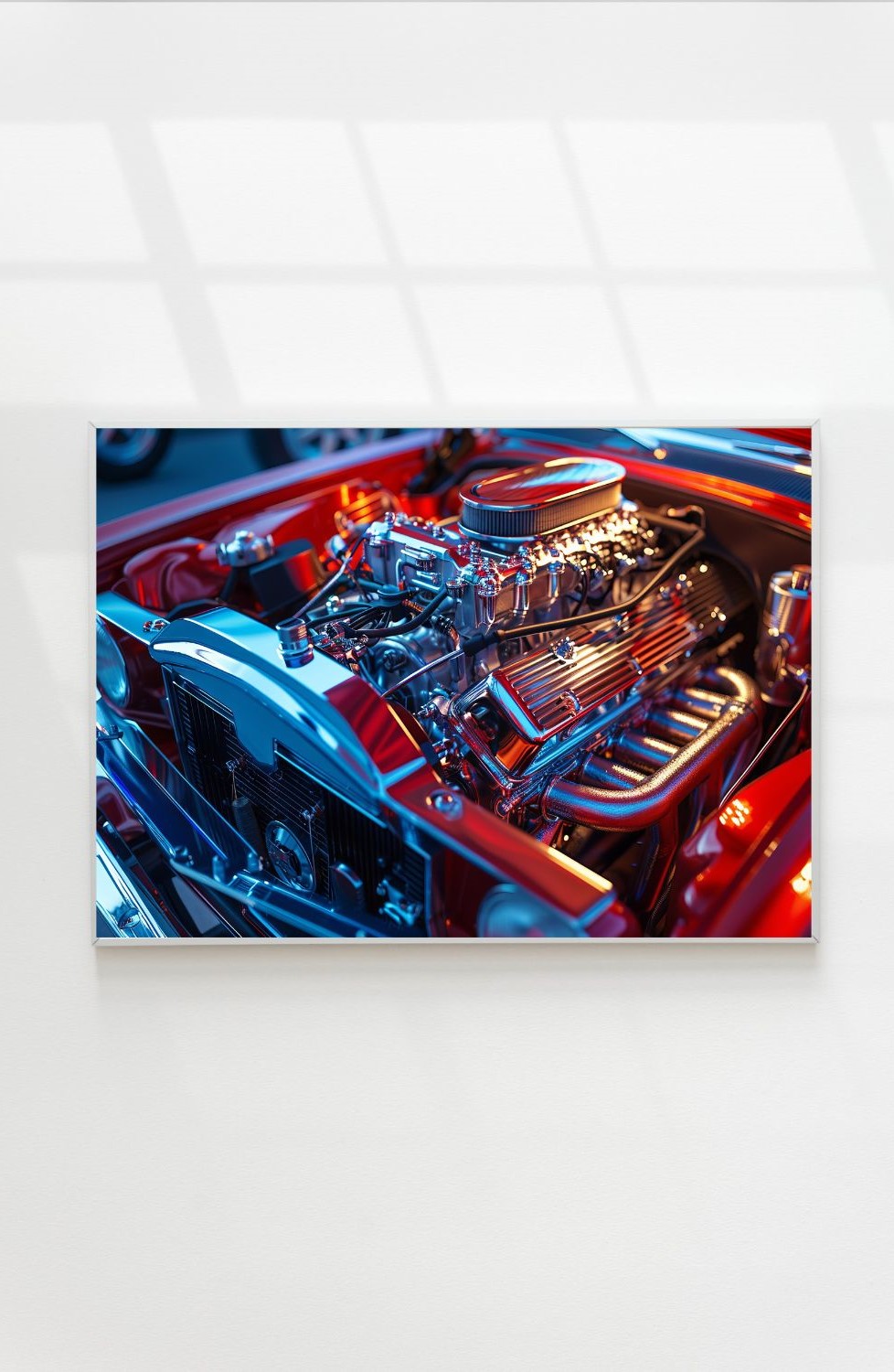 Quadro Decorativo Motor em Adesivo com Moldura Caixa 