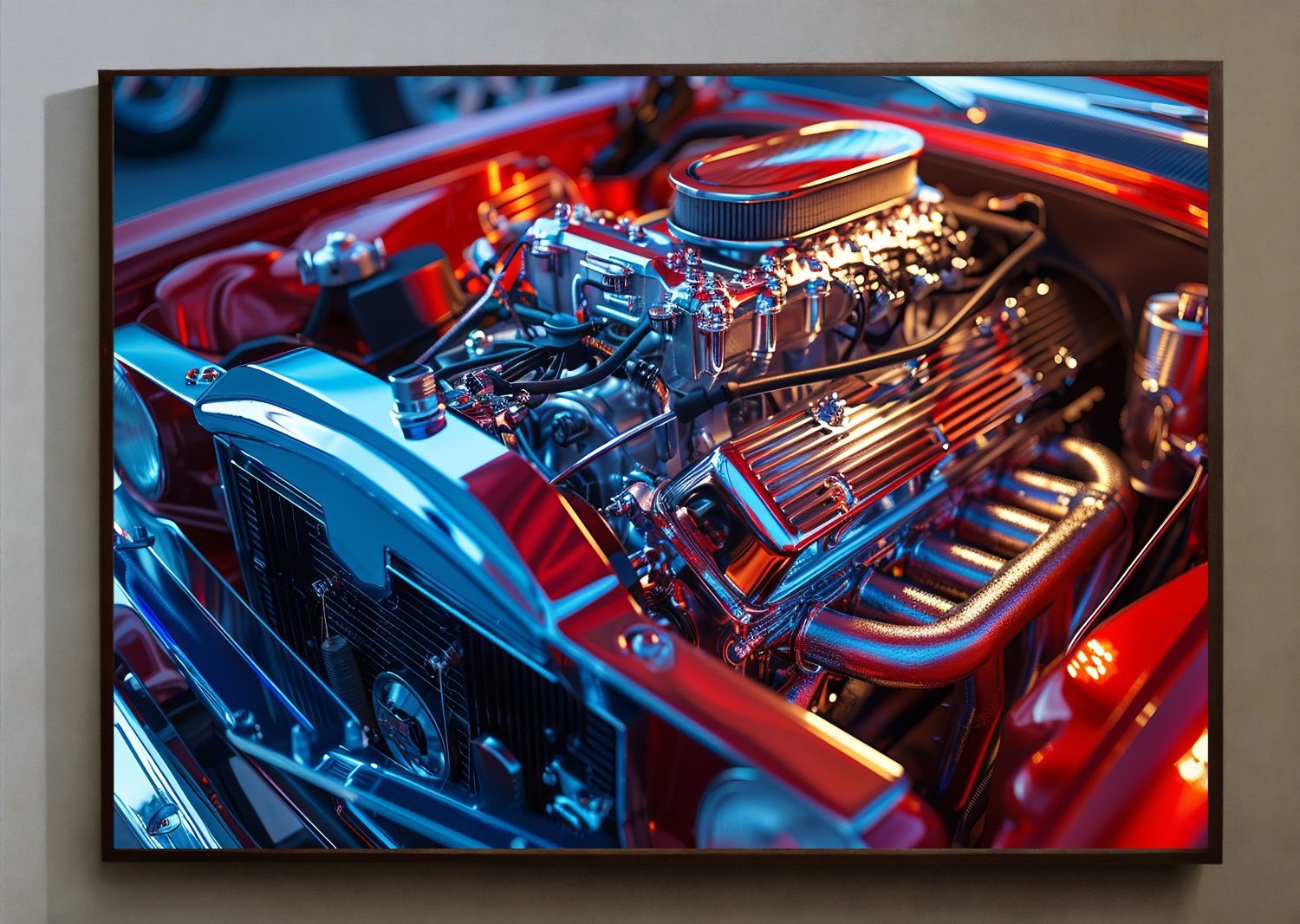 Quadro Decorativo Motor em Adesivo com Moldura Caixa 