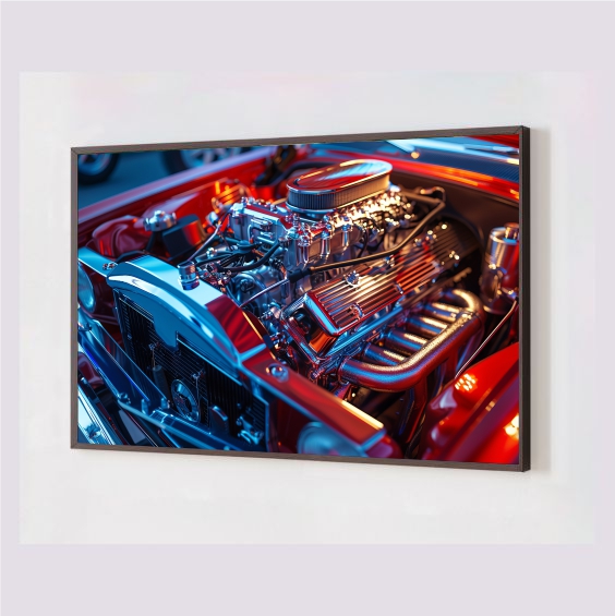 Quadro Decorativo Motor em Adesivo com Moldura Caixa 