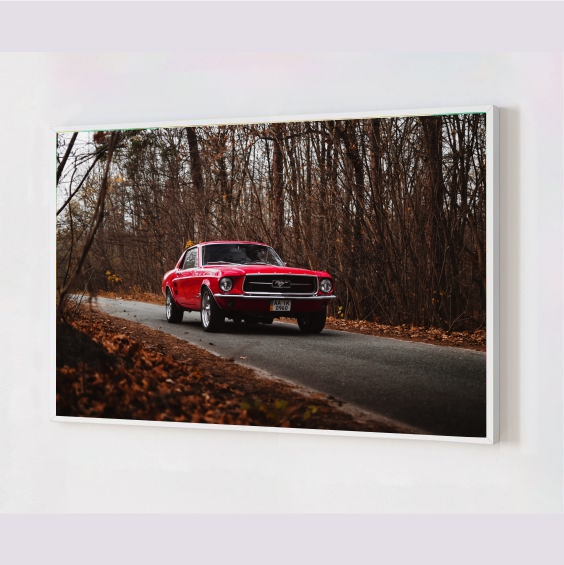 Quadro Decorativo Mustang em Adesivo com Moldura Caixa