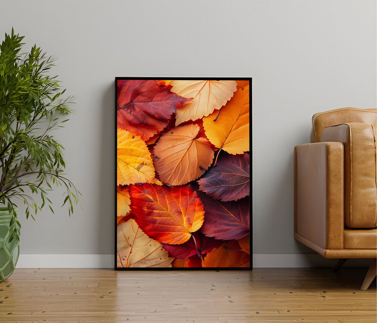 Quadro Decorativo Folhas De Outono Tons Terrosos Natureza