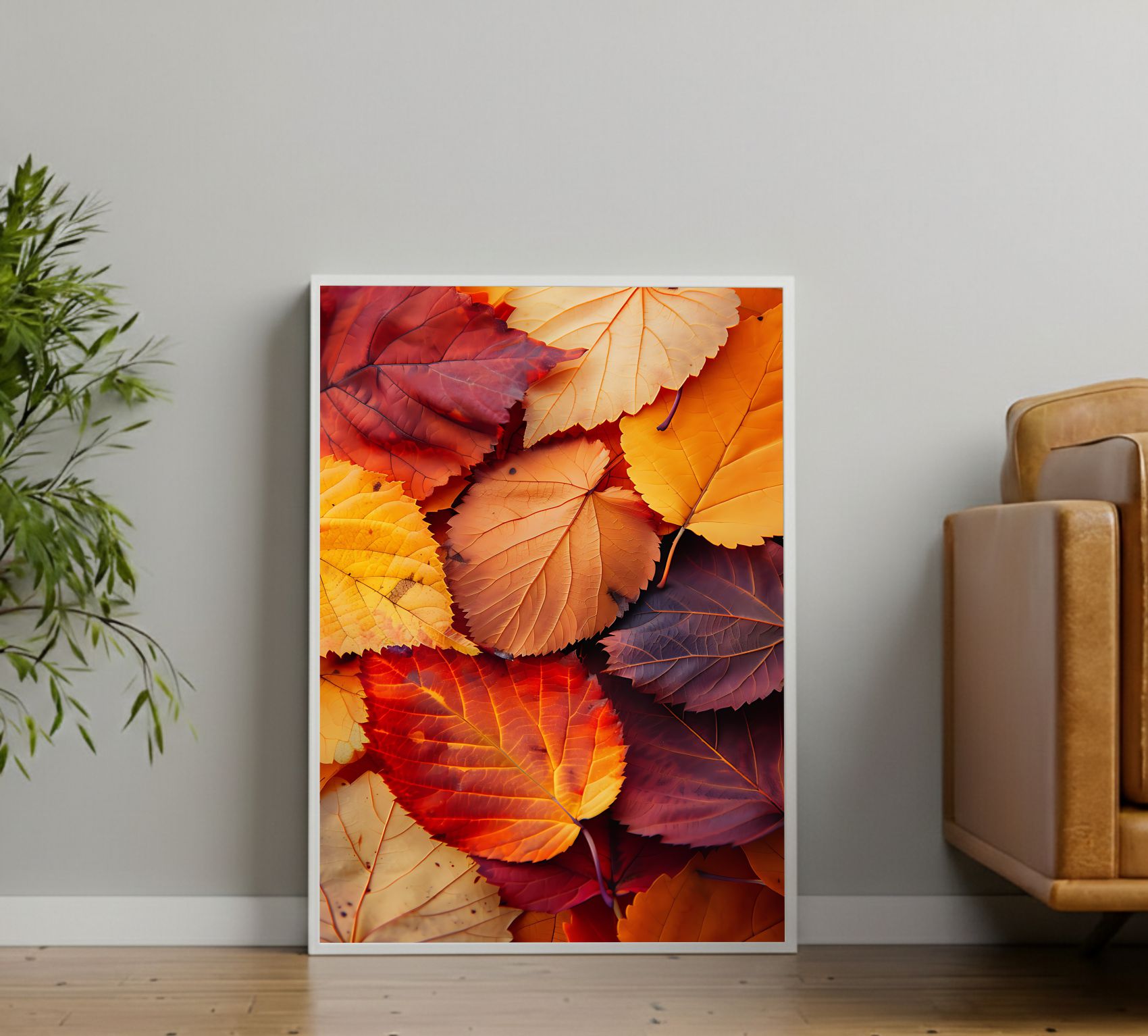 Quadro Decorativo Folhas De Outono Tons Terrosos Natureza